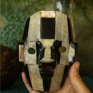 BEAUTIFUL Black onyx and Mother of pearl Stone Mask